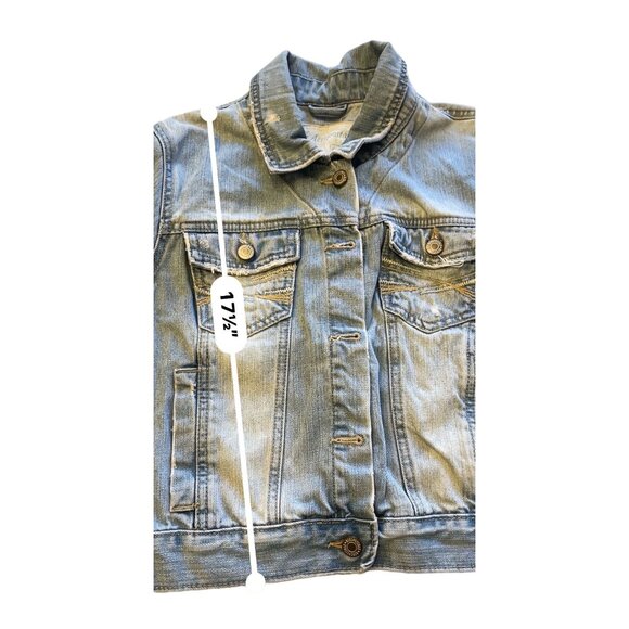 Aeropostale Y2K denim jean jacket Medium light wash distressed Cotton - Picture 12 of 12